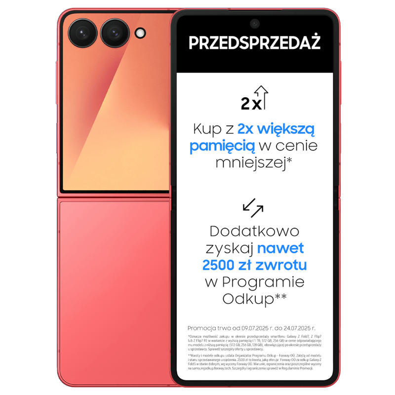 Samsung Galaxy Z FLIP7 czerwony front i tył