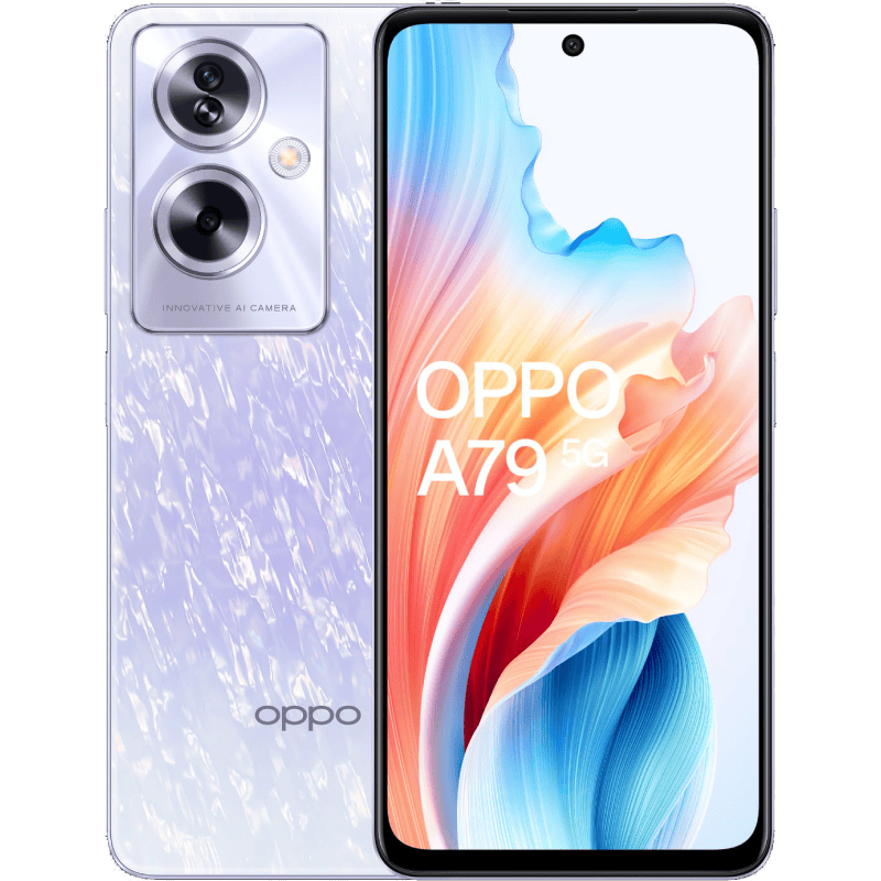 OPPO A79 5G 8/256 GB fioletowy front i tyl