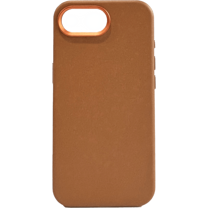 Etui WG Leather Frame Magnet iPhone 16e brązowe tył