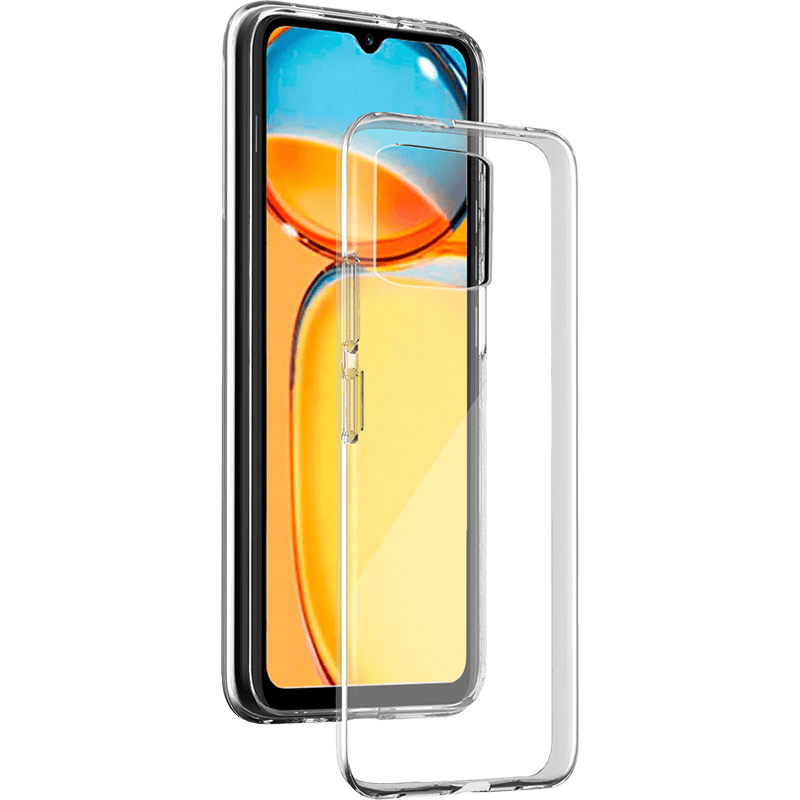 Etui ochronne silikonowe Xiaomi Redmi 13C BB transparentne tył i bok plus założone na telefon