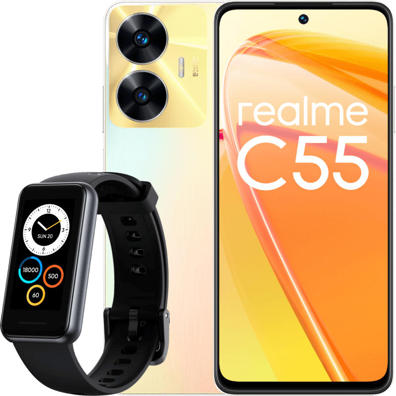 realme C55 8/256GB + realme band 2 zloty front