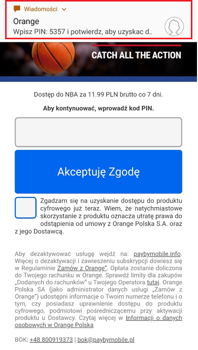 screen z procesu zakupu elektronicznego