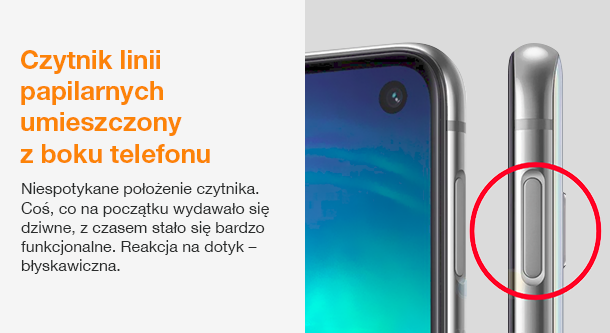 czytnik lini papilarnych z boku telefonu