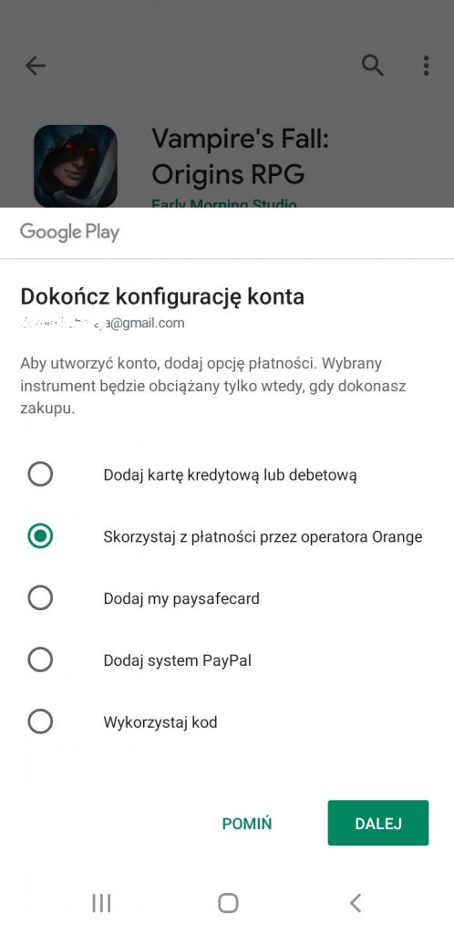 płatność przez operatora