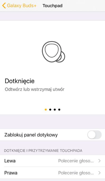 Menu słuchawek Samsung Galaxy Buds+