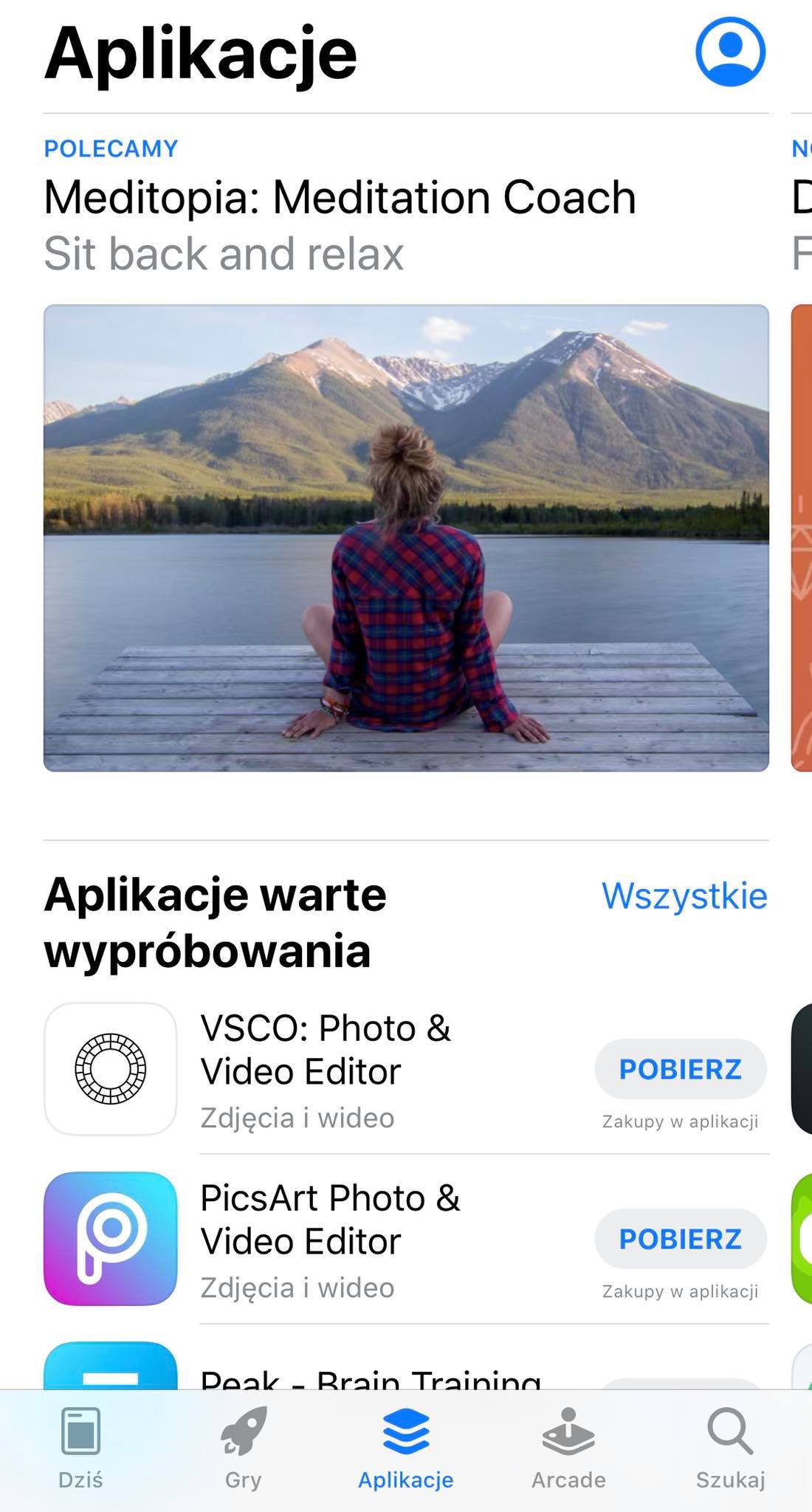 Widok menu sklepu z aplikacjami AppStore