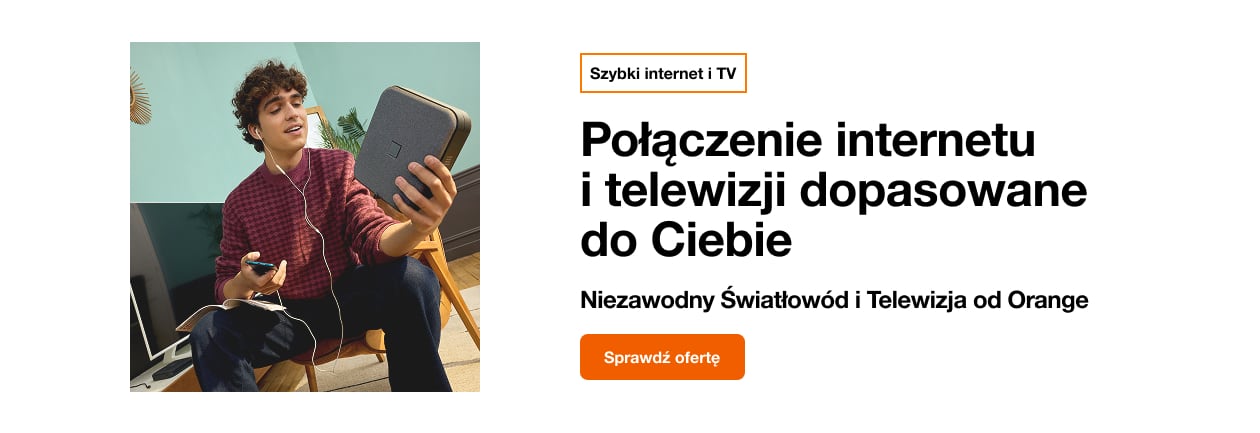 Baner z linkiem do oferty światłowodu i telewizji dla osób szukających połączonych rozwiązań.
