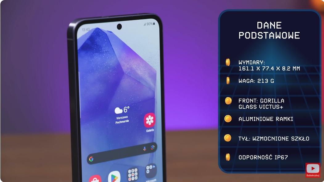 dane podstawowe samsung galaxy a55