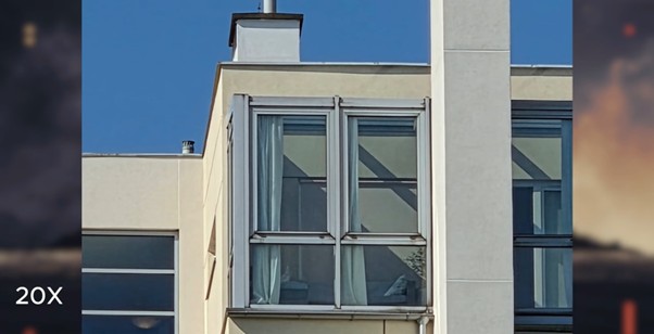 Zdjęcie budynku w przybliżeniu x20 z Samsunga Galaxy S26+